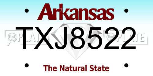 TXJ8522 Arkansas License Plate