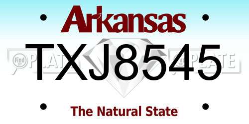 TXJ8545 Arkansas License Plate