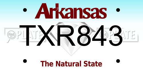 TXR843 Arkansas License Plate