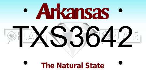 TXS3642 Arkansas License Plate