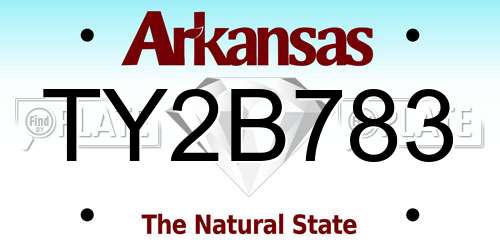 TY2B783 Arkansas License Plate