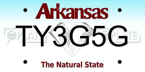 TY3G5G Arkansas License Plate