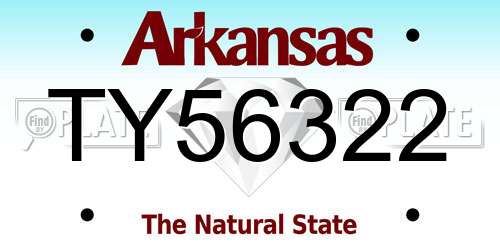 TY56322 Arkansas License Plate