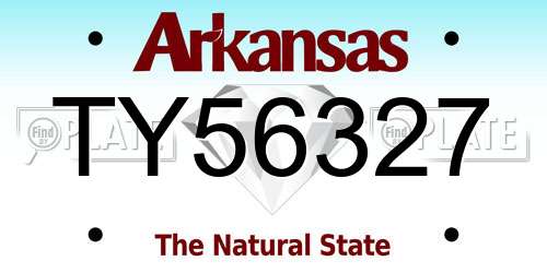 TY56327 Arkansas License Plate