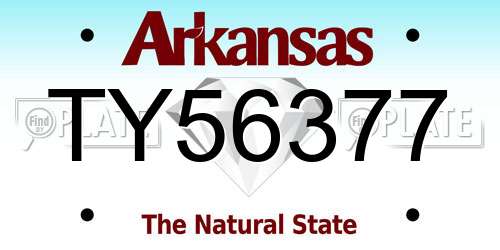 TY56377 Arkansas License Plate