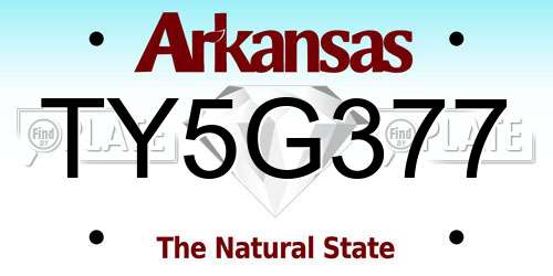 TY5G377 Arkansas License Plate