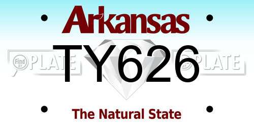 TY626 Arkansas License Plate