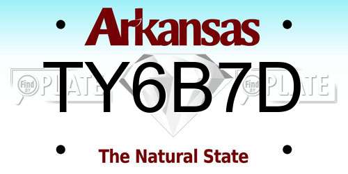 TY6B7D Arkansas License Plate