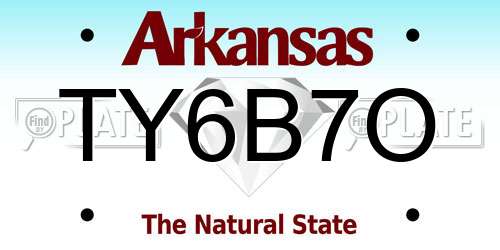 TY6B7O Arkansas License Plate