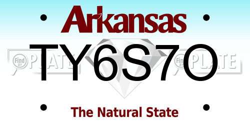 TY6S7O Arkansas License Plate