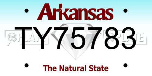 TY75783 Arkansas License Plate