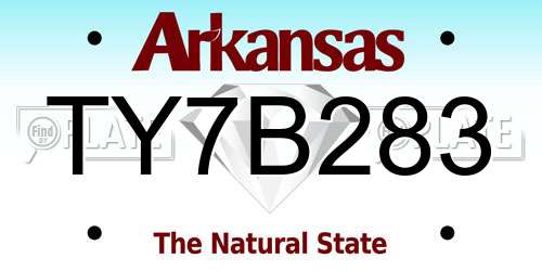 TY7B283 Arkansas License Plate