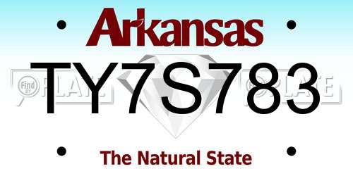 TY7S783 Arkansas License Plate