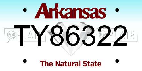 TY86322 Arkansas License Plate