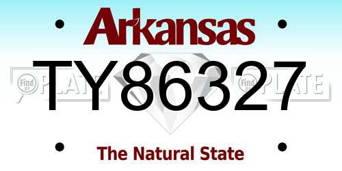 TY86327 Arkansas License Plate