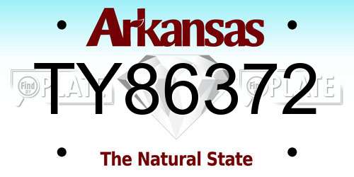 TY86372 Arkansas License Plate