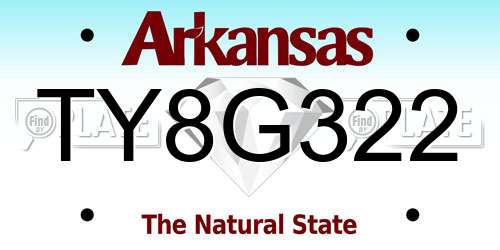 TY8G322 Arkansas License Plate