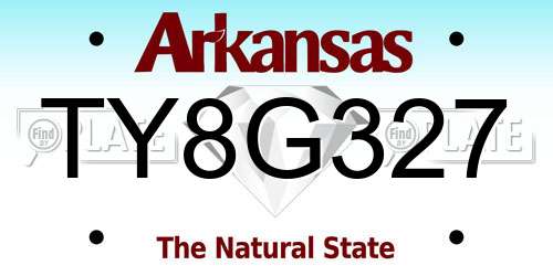 TY8G327 Arkansas License Plate