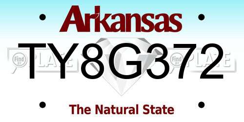 TY8G372 Arkansas License Plate