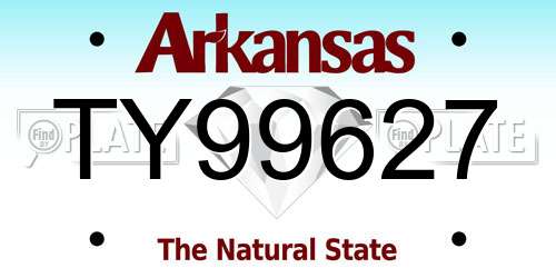 TY99627 Arkansas License Plate
