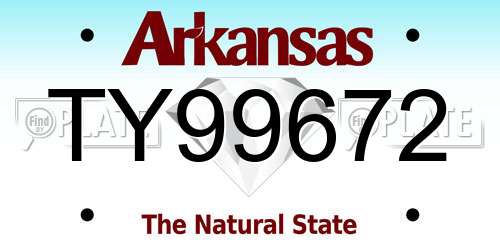TY99672 Arkansas License Plate