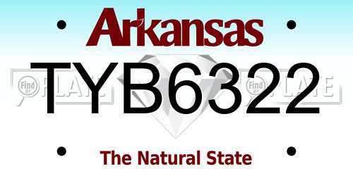TYB6322 Arkansas License Plate