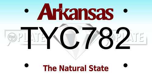 TYC782 Arkansas License Plate