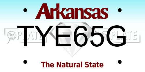 TYE65G Arkansas License Plate