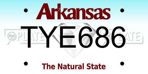 TYE686 Arkansas License Plate