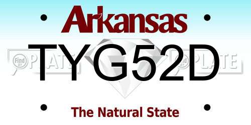 TYG52D Arkansas License Plate