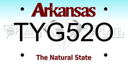 TYG52O Arkansas License Plate
