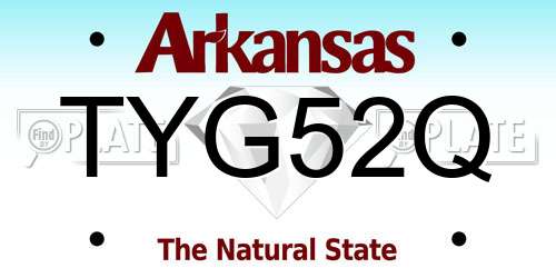 TYG52Q Arkansas License Plate