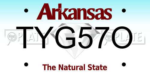 TYG57O Arkansas License Plate