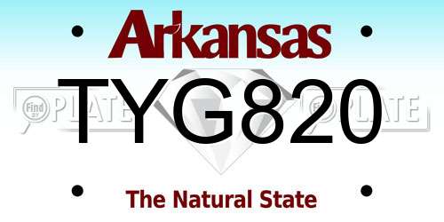 TYG820 Arkansas License Plate