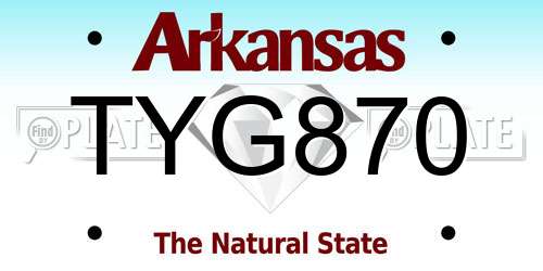TYG870 Arkansas License Plate