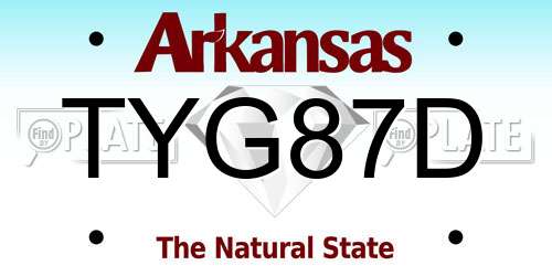 TYG87D Arkansas License Plate