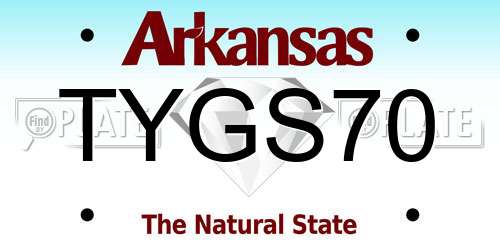 TYGS70 Arkansas License Plate