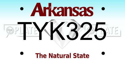 TYK325 Arkansas License Plate