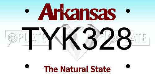 TYK328 Arkansas License Plate