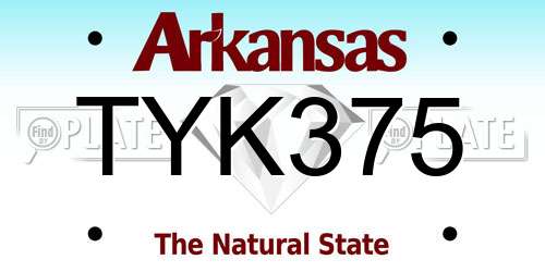 TYK375 Arkansas License Plate