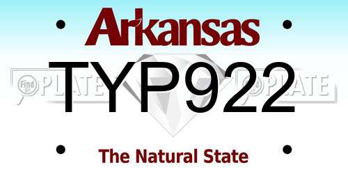 TYP922 Arkansas License Plate