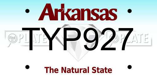 TYP927 Arkansas License Plate