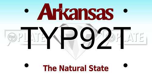 TYP92T Arkansas License Plate