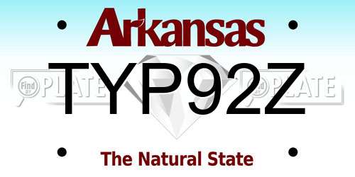 TYP92Z Arkansas License Plate