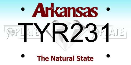 TYR231 Arkansas License Plate