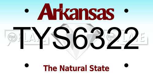 TYS6322 Arkansas License Plate