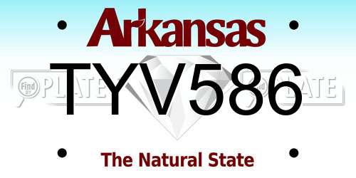 TYV586 Arkansas License Plate