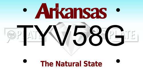 TYV58G Arkansas License Plate