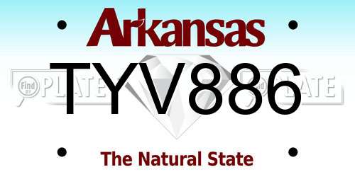 TYV886 Arkansas License Plate