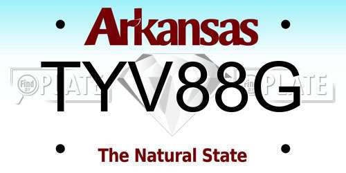TYV88G Arkansas License Plate